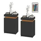 Set of 2 Bedside Table 3 Drawers With Lift Up Storage LED RGB Nightstand Black