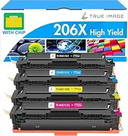 206X Toner Cartridges 4 Pack High Yield: 206A Set M283fdw Compatible Replacement for HP 206X 206A Color Pro MFP M283fdw M283cdw M255dw M283 M255 Printer W2110A W2110X Ink (with Chip -B/C/Y/M)
