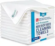 White Microfiber Cleaning Cloths | Best Towels for Dusting Scrubbing Polishing Absorbing | Large 16 x 16 Buff Pro Multi-Surface Microfiber Towel - 12 Pack