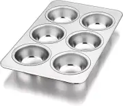 P&P CHEF Muffin Pan Cupcake Baking Pan, 6-Cups Mini Stainless Steel Muffin Tr...