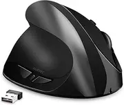 Left-Handed Mouse, AURTEC Rechargeable 2.4G Wireless Ergonomic Vertical Mice with USB Receiver, 6 Buttons and 3 Adjustable DPI 800/1200/1600 for Left Hand, Black