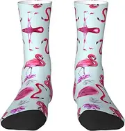 [EdWal] Soft Pink Flamingos print Moisture Wicking Socks Sports Socks for Men and Women Warm thermal Boot Hiking Socks