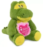 DolliBu Happy Mother's Day Super Soft Plush Alligator With Pink Heart - 9 Inch