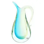 GlassOfVenice Murano Glass Sommerso Pitcher Vase - Amber Aqua