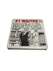Vtg NOS Novelty Set of 4 Paperboard Coasters - #1 Waiter