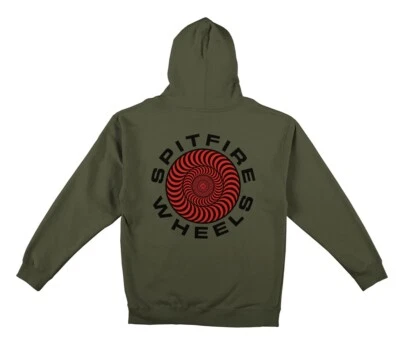Spitfire Wheels Classic 87 Swirl Fill Army Green Zip Hoodie Sweatshirt