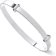 Old English Jewellers 925 Sterling Silver Plain Expanding Baby Bangle Christening Gift - New Born Toddler Boys & Girls Silver Bangle Birthday, Inner circumference is 4.75", expandable to 5.75