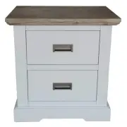 Fiona Bedside Tables 2 Drawers Storage Cabinet End Nightstand Table White Grey