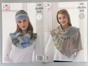 LADIES SHAWL, COWL, & HAT Knitting Pattern, 8ply - KING COLE 5400