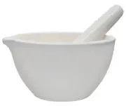 Porcelain Mortar & Pestle Set, 67oz - Unglazed Grinding Surface - Eisco Labs