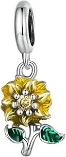 RORPOIR Sun Flower Pendant Charm Jewelry Making Accessory S925 Silver Bracelet Charm for Women