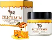Beef Tallow and Honey Balm for Skin : Grass Fed Whipped Beef Tallow With Honey Face Body Moisturizer - Organic Unscented Fast Absorption Tallow Cream Infused with Manuka Honey Beeswax Olive Oil