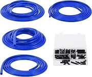 X AUTOHAUX Silicone Vacuum Tubing Hose 130PSI Max Pressure Automotive Vacuum Line Blue with Vacuum Connector 1 Set 10Ft 4/6/8/12mm ID 2.5mm Thickness