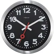 NeXtime Wall Clock/Table Clock Station Clock Station, Very Silent, Round, Black, ø 19 cm