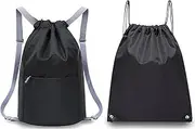 TJHypenete 2Pcs Drawstring Backpack, Waterproof Drawstring Gym Bags, Drawstring Backpack String Bag, Water Resistant Sports Cinch Bag, Drawstring Storage Bags, Gym Backpack for Travel, Swimming, Beach