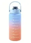 Portable Motivational Water Bottle W/Time Marker/Lanyard -Orange/Blue 1250ml