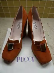 EMILIO PUCCI SEXY RUST SUEDE PLATFORM WEDGES ITALY SIZE 38 / 8
