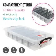 1/4/8x Compartment Storage Container 10L Removable Dividers Clear Craft Tool Box