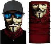 Get 3 Masks $10.50 V FOR VENDETTA Red Face Mask Neck Gaiter Face Bandana Tube