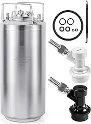 MRbrew New 5 Gallon Ball Lock Keg, Stainless Steel Corny Keg with Two Ball Lock Keg Fittings & Gasket Set, Double Ball Lock Post Beer Keg For Draft, Homebrew, Craft Beer, Cold Brew Keg for Party