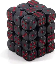 Chessex Dice d6 Sets: Velvet Black with Red - 12mm Six Sided Die (36) Block of Dice