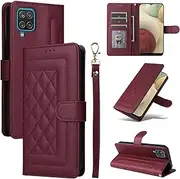 Compatible with Samsung Galaxy A12 4G Cover,Compatible with Samsung Galaxy M12 4G / M12 (India) 4G Wallet Kickstand Magnetic Closure Flip Case Red