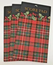 Contract Bridge Score Pad, Tartan Plaid, Creative Papers, set/3, free ship
