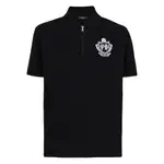[Balmain] Balmain Emblem-embroidered Half-zip Polo Shirt M BLACK