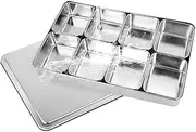 Stainless Steel Condiment Tray – Multi-Grid Seasoning Box, Kitchen Storage Container | Rectangle Food Compartment For Salt Vinegar Organization Cooking Utensils Countertop Prep Spices Household Use
