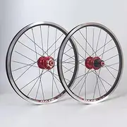 20'' Bicycle Wheelset 406 451 BMX V Disc Brake Folding Bike Wheel Set Quick Release 11 Speed Cassette Bearing Hubs Aluminium Alloy Double Wall Rims (Color : Red, Size : 451)