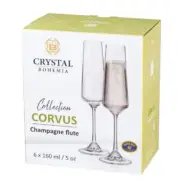 New Bohemia Crystal Champagne Flutes 6 Pc set Collection Corvus Czech Republic