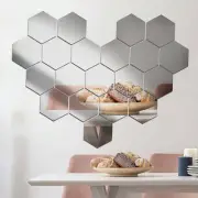 12pcs Hexagonal Acrylic Mirror Wall Sticker Self Adhesive Mirror Wall Sticker