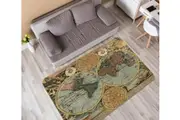 3D Yellow Globe 210 World Map Non Slip Rug Mat