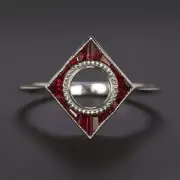 RUBY 6mm ROUND ENGAGEMENT RING SETTING MOUNT GEOMETRIC WHITE GOLD CALIBRE CUT