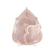 Bevilles Pear Rose Quartz Ring in 9kt Rose Gold