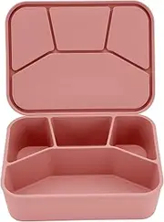 [Zoe Sage] Silicone Bento Lunch Box 4 Compartment - Silicone Lunch Container with 4 Individually Sealed Compartments, Food Storage, Snack Bento Box, Microwave, Freezer, and Dishwasher Safe - Dusty Pink