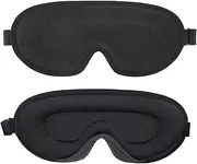 [Ayvicco] Silk Sleep Mask for Side Sleeper, 100% Light Blocking 3D Sleeping Eye Mask for Travel, Soft Breathable Eye Cover for Nap or Long Night's Sleep, Relaxing Zero Pressure Night Blindfold (Black)