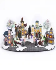 Gerson International 15.35-In L Electric Lighted Musical Holiday Village