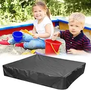PERFETSELL Sandbox Cover 155x155cm Square Waterproof Sand Pit Cover Dustproof Protection Sandpit Pool Cover Sandbox Black Canopy with Drawstring Avoid the Sand and Toys Contamination