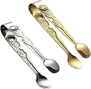 Stainless Steel Sugar Tongs Mini Serving Tongs for Ice Cubes Cookies Candy Bread Cheese Lemons Fruits Multi-Purpose Food Clips