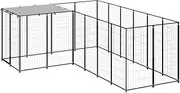 Dog Kennel Black 4.84 m² Steel,Dog Kennels & Runs 33.45KG-3082211