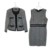 Brook Brothers Women Size 16 Navy White Boucle Tweed Blazer Jacket and Dress Set