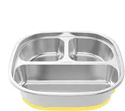 Gungtj Stainless Steel Kids Plates, Divided Toddler Stainless Steel, Non-Slip Unbreakable Design with Deep Sections, 7.68x7.68x1.77 Inches, Feeding Supplies for Home School Canteen