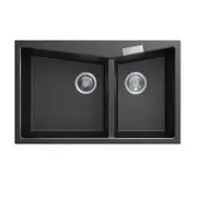 800*500*220mm Carysil Black/Concrete Grey/White Double Bowl Granite Kitchen Sink Top/Flush Mount