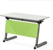 WYYDHGB Flip Top Mobile Training Table, Folding Computer Table, Storage Layer and Lockable Wheels, Wooden Top Plate, Metal Frame