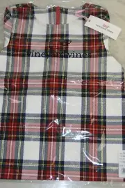 $69.50 NEW Vineyard Vines Girls Ruffle Sleeve Dress Marshmallow Red White S XL