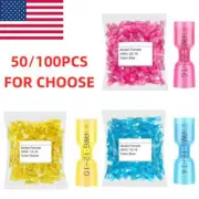 50x Female Heat Shrink Spade Terminals 22-10AWG Wire Quick Disconnect Connectors