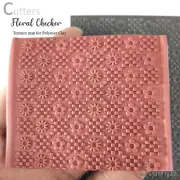 FLORAL CHECKER Texture Mat for Polymer clay | Flexible Texture Stamp |