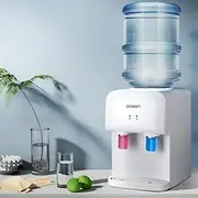 Devanti Bench Top Water Dispenser Cooler for Office Home Living Room Indoor, Portable Cold Hot Chiller Purifier 15L, Benchtop White 2 Temperature Settings