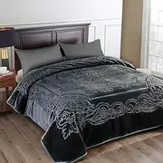 JML Fleece Blanket King Size, Heavy Korean Mink Blanket 85 X 95 Inches- 9 Lbs, Single Ply, Soft and Warm, Thick Raschel Printed Mink Blanket for Autumn,Winter,Bed,Home,Gifts, Dark Grey